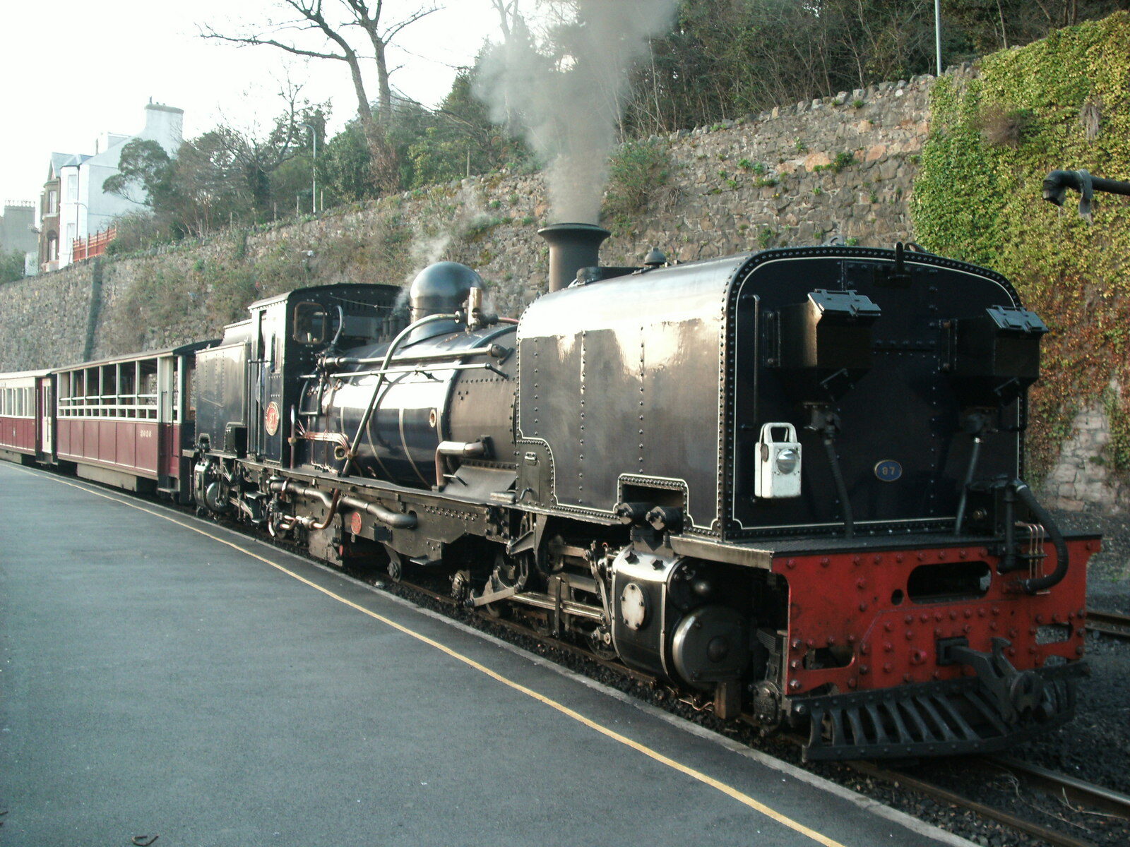 Welsh Highland Railway steam locomotive at Caernarfon